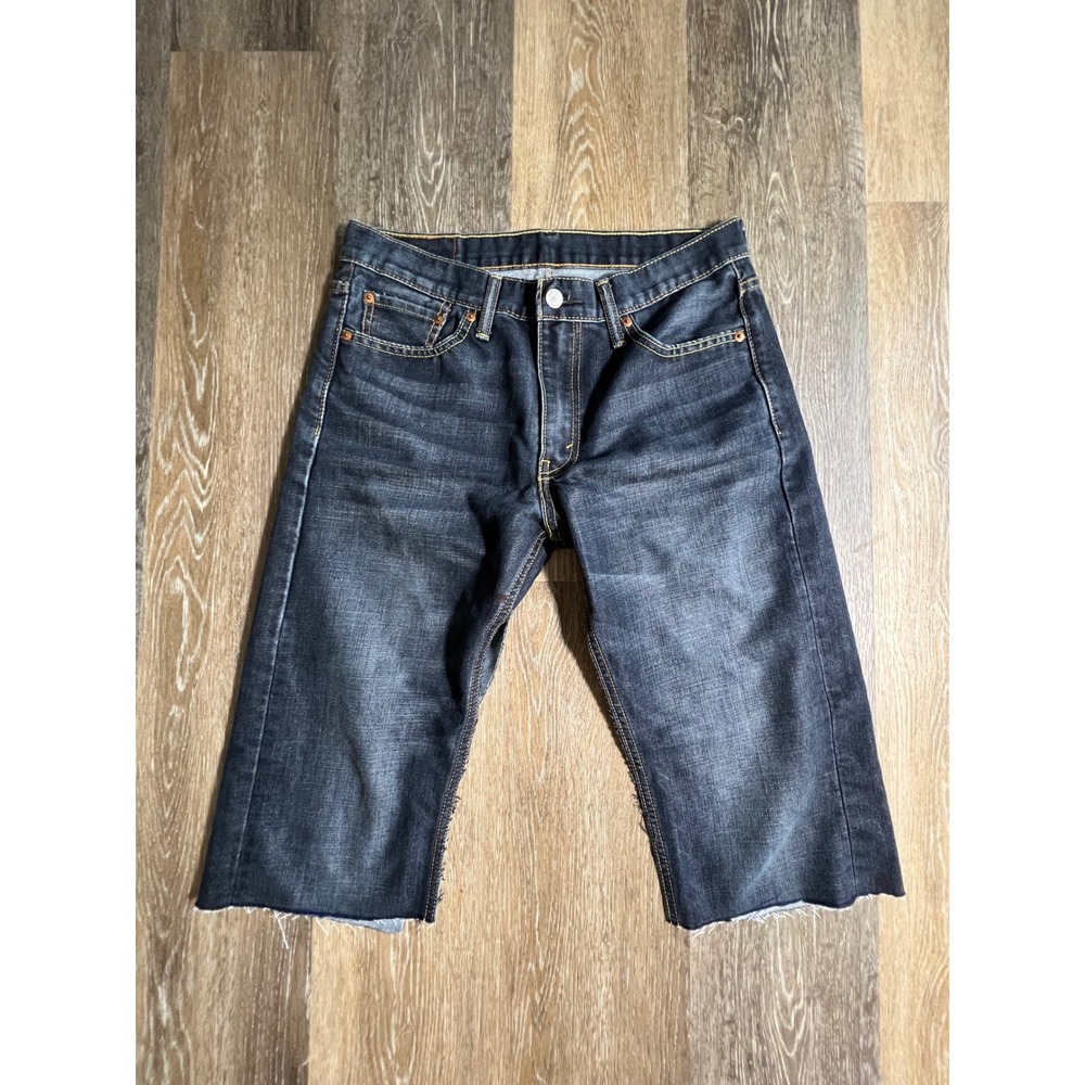 Levis 513 Denim Shorts Mens 32 Dark Wash Good Raw Hem Cut‎ Off Jorts